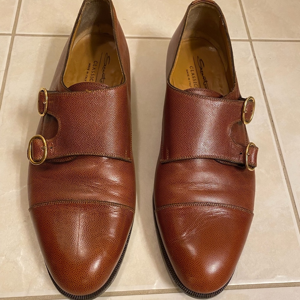 Santoni Double Monk Strap Buckle Dress Shoes Career Business Old Money Quiet Lux